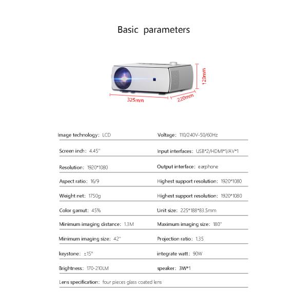 Native 1920*1080p Home Theater Projector High Brightness