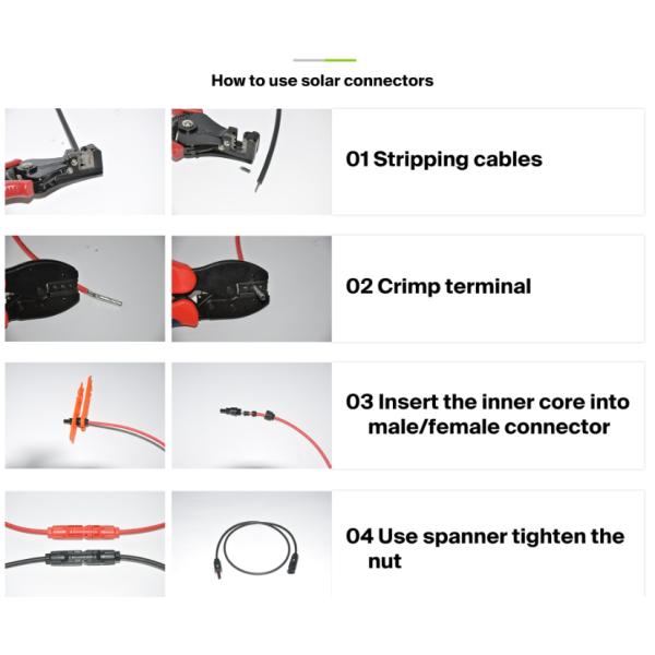 One In Two Solar PV Connectors Male Female Parallel Branch Connectors