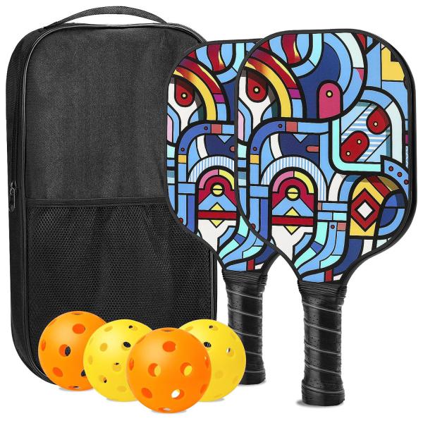 Carbon Fiber Fiberglass Pickleball Paddles PP Honeycomb UV Printed Paddle Set