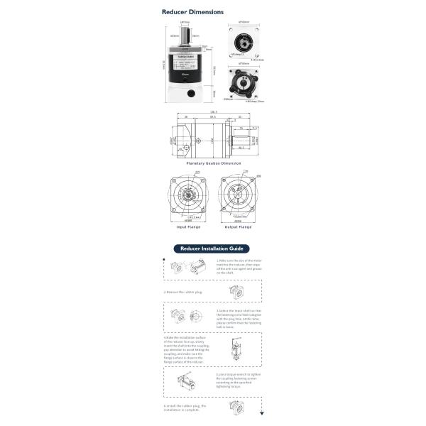 1.1 KG 60mm Customized Reduction Ratio 40 Speed Reducer Gearbox for 400w AC Servo Motor