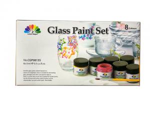 China Non - Toxic Art Painting Colours 8 Pcs Glass Paint Set 8X15ml 20 Light Fast Colours wholesale