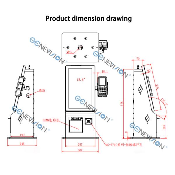 15.6 inch Countertop Printer QR Code Scanner Self Service Ordering Machine with POS