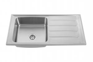 China 10050R Square Bowl Kitchen Sink With Drainboard 100x50cm wholesale