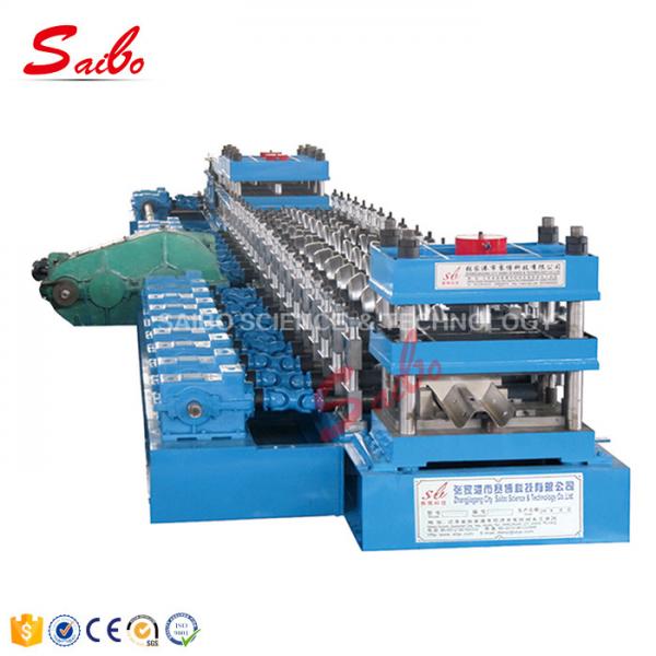 Quality Pre - cutting and Punching Guard Rail Roll Forming Machine 2 wave profile with servo feeding for sale