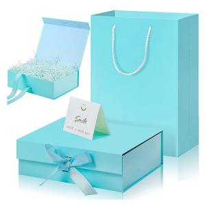China Custom Luxury Packaging Gift Present Box With Lids And Changeable Ribbon Paper Bags A Greeting Card And Tissue Paper wholesale