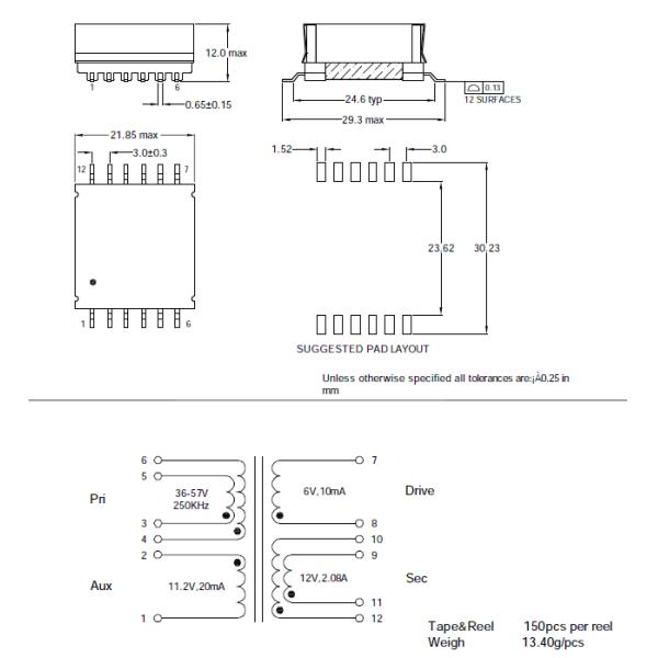 36-57V High Frequency SMPS Flyback Transformer Single Phase EFD-395SG Long Lifespan