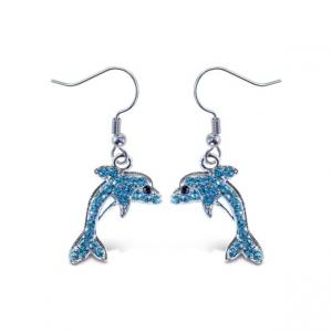 China 1Puzzled Sparkling Dolphin Necklace and Earrings Set Charming Necklace and Earring Set - Ocean on sale