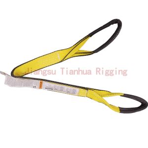 China 9800 #/inch 2Ply Twisted Eyes polyester web sling have Black Edge treated on both sides/ carry, lift, tow or pull loads wholesale