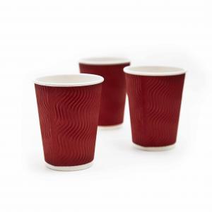 China Recyclable Paper Disposable Cup 9OZ Ripple Wall Paper Cup With Lids For Hot Coffee on sale