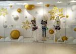 Christmas Window Display Decorations Foam Balls With Gold / Silver Glitter