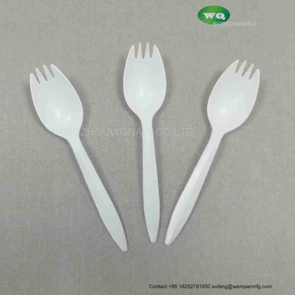 Quality 5.5 Inch Bioplastic Spork Great For School Lunch, Picnics Or Restaurant Pure Natural Extract Saving The Environment for sale