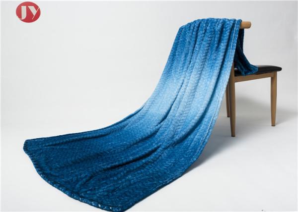 Quality Blue Gradient Pattern Microplush Flannel Fleece Blanket Multi Function Machine Wash Cold Fuzzy for sale