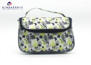 Toiletries Product Fabric Makeup Bag Black With Oxford Cloth Lining Materials