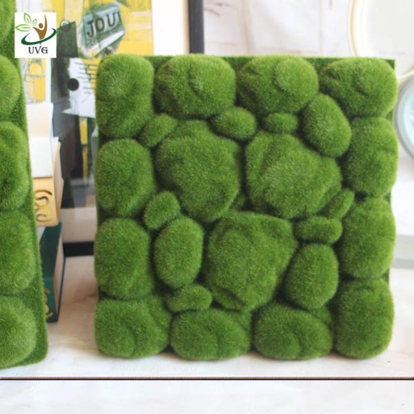 UVG factory direct sale decorative flocking foam artificial moss in green for home garden landscap GRS038