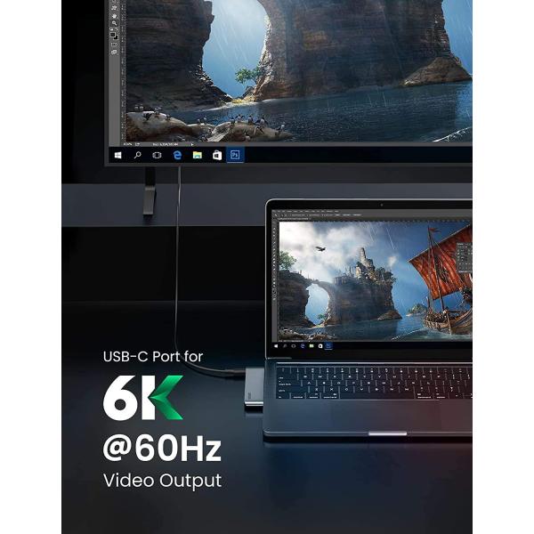 USB C Adapter for MacBook Thunderbolt 3 Hub with 3 USB 3.0 100W USB C Power Delivery Micro SD SD Card Reader