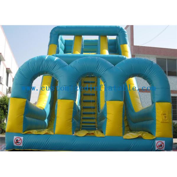 Funny Inflatable Double Slip N Slide With Pool Climb Stair For Kids Outside Sports