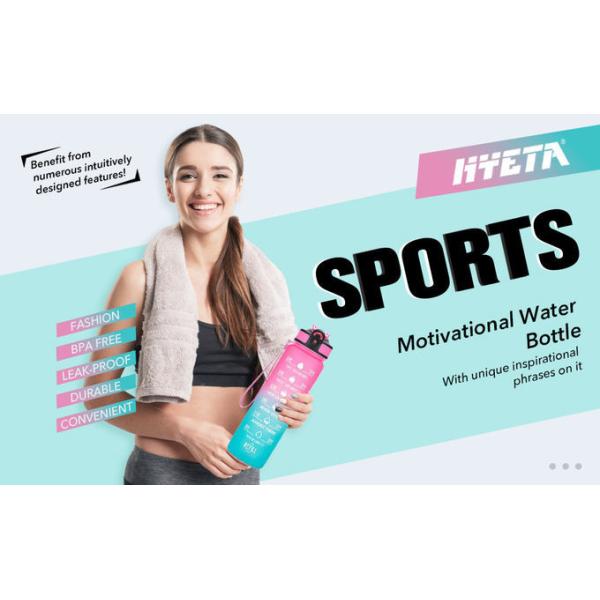 Leakproof BPA Free Personalized Motivational Drinking Water Bottle With Hourly Markings & Straw To Ensure You Drink Enough Water Throughout The Day