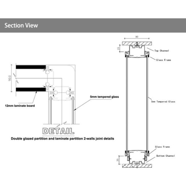 46db Sound Reduction Double Glazed Partition System Interior Glass Partitions