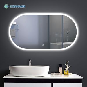 High Definition Bathroom Mirror With Lights Mildew Proof Half Moon Backlit