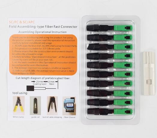 Embedded Single Mold SC APC Quick Connector Insertion Loss 0.3DB Polishing Stype