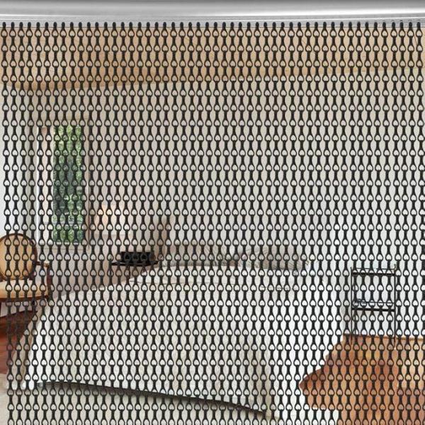 Silver Aluminium Chain Fly Door Curtain Semi Private Customized Size