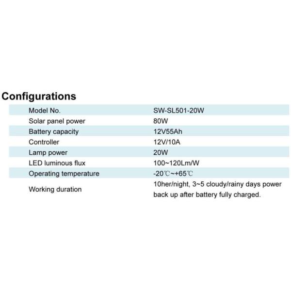 Energy Saving Easy Installation Yellow Light 20W LED Solar Street Light System For Side Walk
