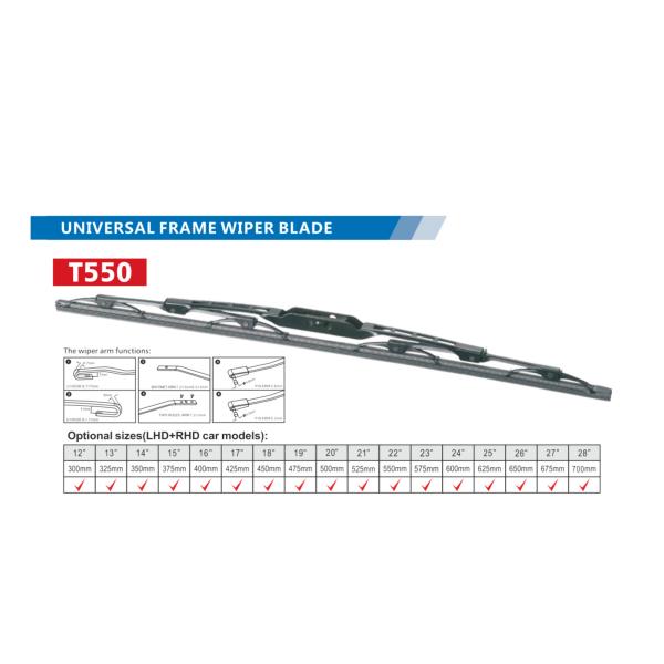 Factory Supply Tradional Wiper Blade OEM for Most Car Universal Frame 1.0/1.2mm Thickness Wiper Windshield Blade