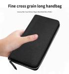 Multi-Function Clutch Budget Long Zipper Wallet with Cross Pattern and PU