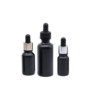 China Recyclable Matte Black Glass Dropper Bottles 2oz Essential Oil Container wholesale