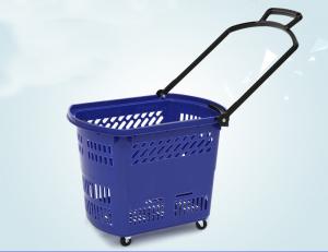 China Durable Rolling Plastic Shopping Basket With Wheels OEM / ODM Available wholesale