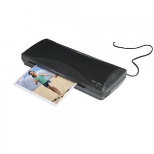 China Black Laminator Machine A4 Maximum Quick Warm-up Hot Cold Fast Lamination 2 Rollers on sale