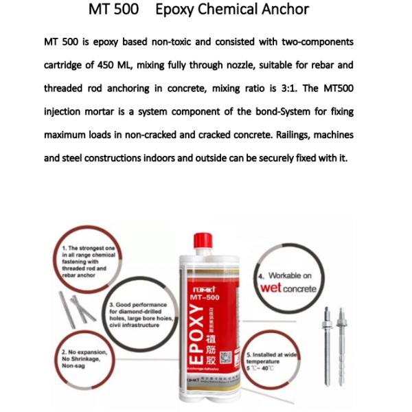 390 ml Waterproof Fast Setting Dry Injection Chemical Anchor Epoxy Resin ETA CE Approval
