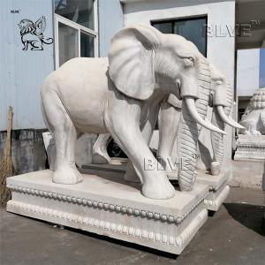 China White Marble Elephant Statue Large Stone Garden Animals Sculpture on sale