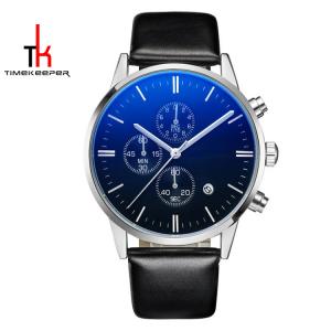 China Fitness Stainless Steel Leather Watch Five Hands Water Proof 3 ATM wholesale