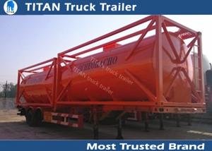 China 20ft 40ft Container diesel fuel tank trailer with carbon steel tank body wholesale