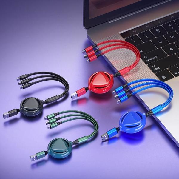 Pure copper Max 2.4A Fast Charging USB Cables Micro Type C 3 In 1