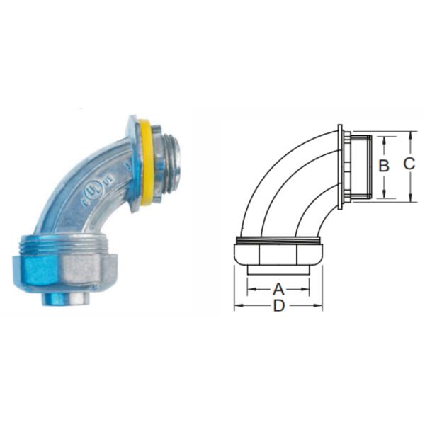 Zinc 90 Degree Liquid Tight Connector 1/2 Inch