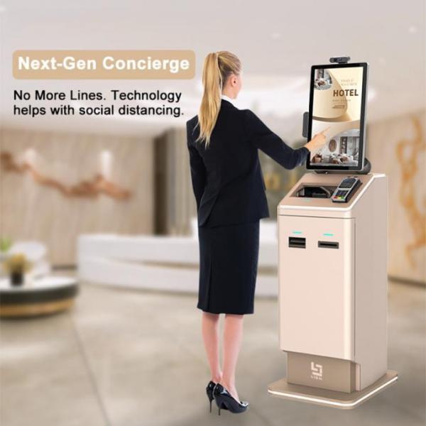 Hotel Airport Self Service Kiosk With Touch Screen POS Cash Payment Receipt Printer Camera Passport Scanner 8