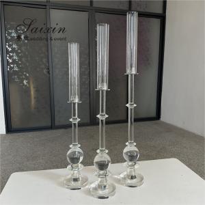 China High Quality Candle Holder 3 pcs Set Crystal Wedding Decor Supplies Tall Centerpiece Crystal Candle Holder wholesale