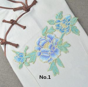 China Custom Colorful Embroidered Tulip Floral Applique Patches Self Adhesive 22.5 CM X 16 CM on sale