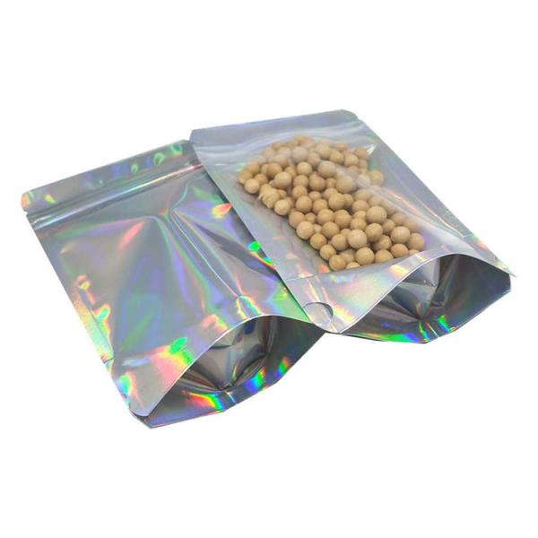 5x7 Inch Ziplock Heat Sealable Holographic Resealable Stand Up Pouches for Parties Business Packaging Food Storage