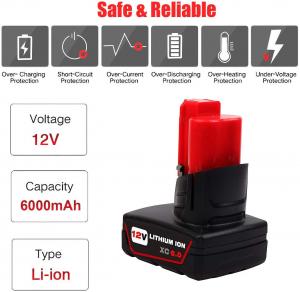 China M12 6Ah 12V Replacement Battery for Milwaukee M 12, Compatible with 48-11-2411 48-11-2420 48-11-2401 48-11-2402 48-11-24 on sale