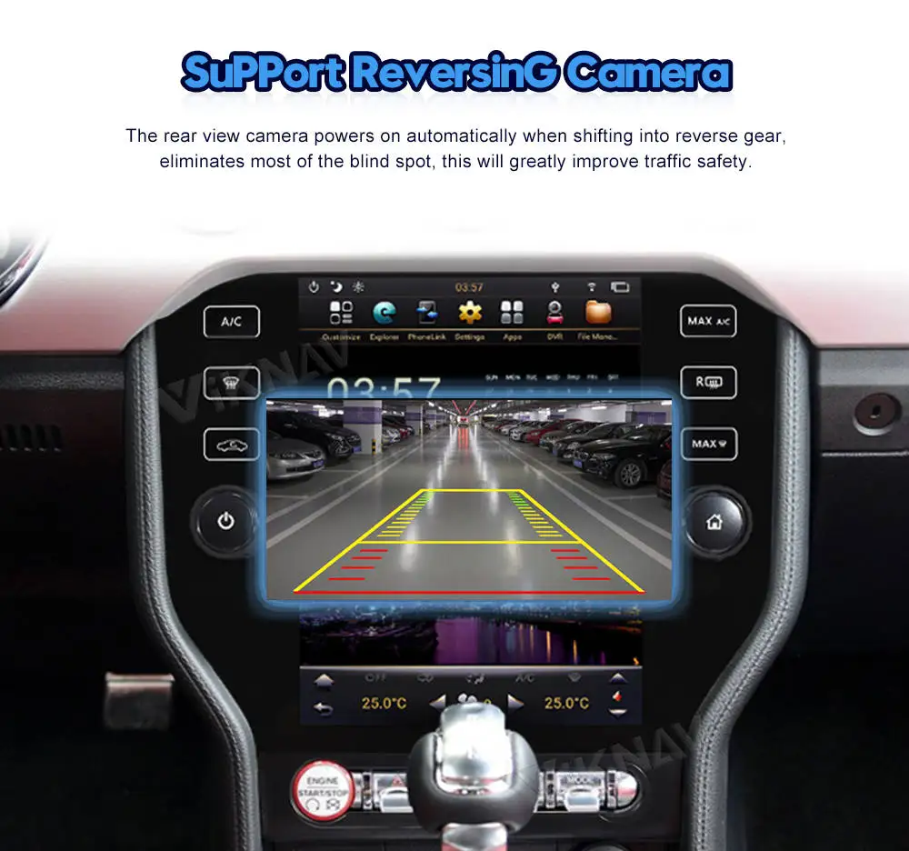 Viknav Touch Screen Car Radio For Ford Mustang 2014-2021 Video Player Head Unit Auro Stereo Android GPS Navigation Carplay