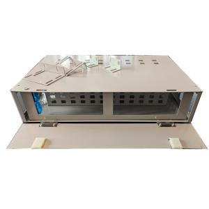 Grey 48 Port Patch Panel 2U SC Fiber Optic Distribution Box Rotation Type