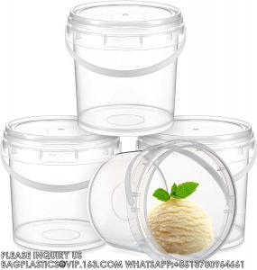 China 2L Ice Cream Bucket Reusable Ice Cream Freezer Storage Containers With Lids Transparent Tub For Homemade wholesale
