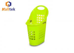 China Yellow Big Size Trolley Basket Supermarket Hand Pull Plastic Grocery Basket wholesale