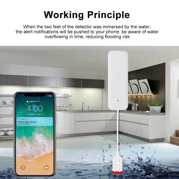 ABS Tuya Wireless Water Leakage Detector Smart Alarm Sensor AAA Battery