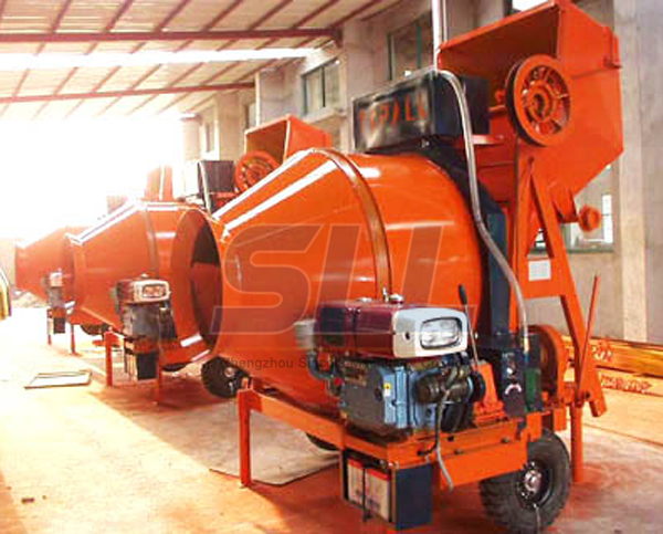 Automatic 750 Liter Diesel Concrete Mixer , Large Capacity Hydraulic Concrete Mixer