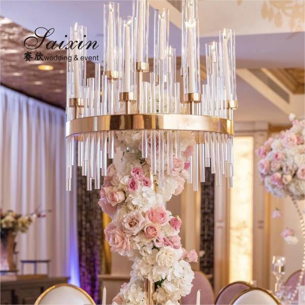 ZT-586 New tall 17arms wedding candelabra centerpieces gold candle holders