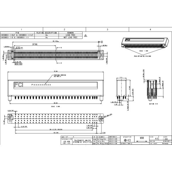 10058831 10058831-110LF ICC FCI Amphenol Card Edge Connectors Terminal